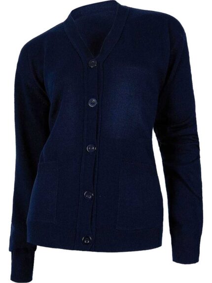 WorkTeam Chaqueta Punto Fino, Cuello Pico, Dos Bolsos Plastón.