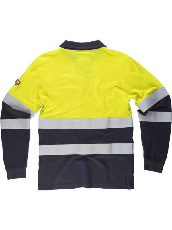 WorkTeam Polo Ignífugo, Antiestático, de Alta Visibilidad Manga Larga. Tejido Modacrílico, Algodón y Fibra Antiestática. EN ISO 11612, EN 1149, EN 1150.