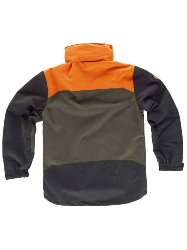 WorkTeam Chaqueta Caza y Pesca Impermeable combinada Tricolor. Cuello Alto y Capucha Desmontable con cordón elástico y Pieza Ajustable. Unisex - Imagen 3