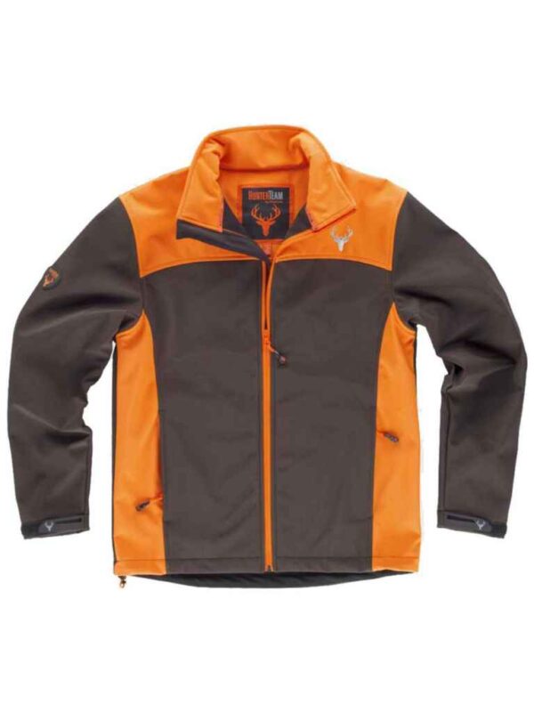 WorkTeam Cazadora Caza, Pesca, Tiempo Libre, etc, Softshell con Canesús y costadillos a Contraste. Cuello Alto y cubrecosturas Interior. Cierre de Cremallera de Nylon. - Imagen 2