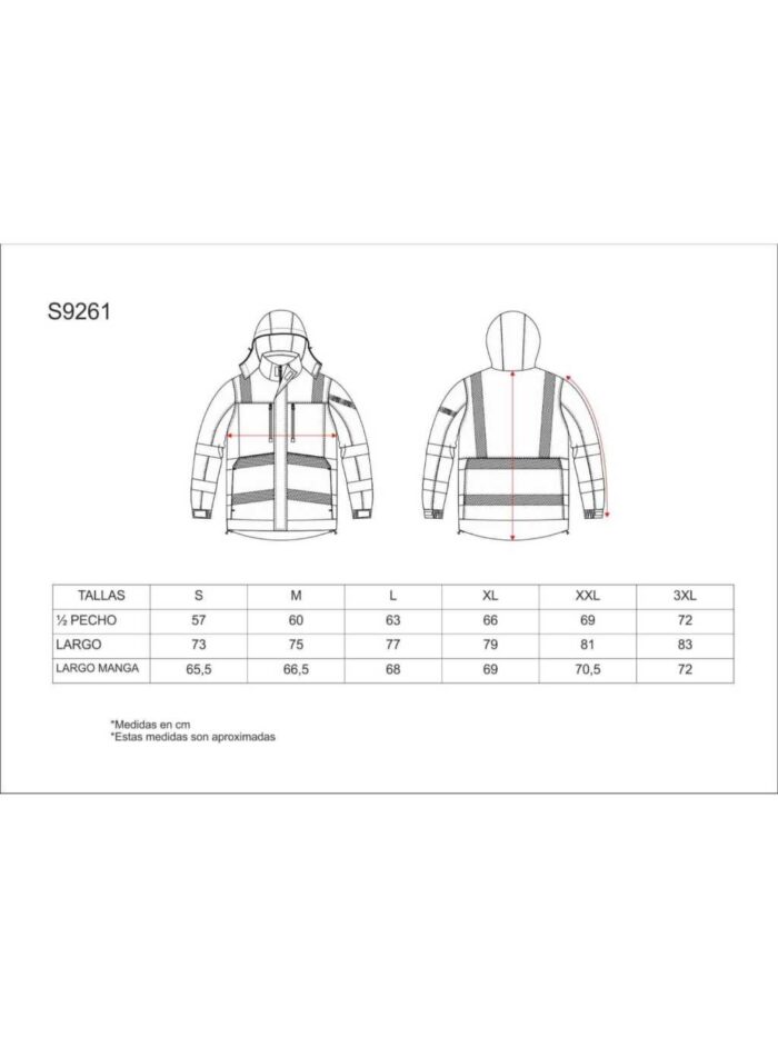 WorkTeam Parka Combinada con ALTA VISIBILIDAD y con Cintas Reflectantes, Acolchada e Impermeable, Protección Contra Ambientes Fríos, en tejido Oxford. Unisex