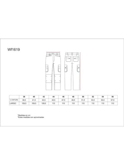 WorkTeam Pantalón Linea 6 Multibolsillos con elástico en Laterales. Unisex