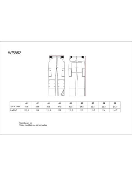 WorkTeam Pantalón linea 5, 3 colores. Cintura elástica, multibolsillos,bolso rodilleras, vivos reflectantes. Unisex