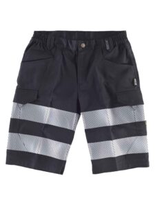 WorkTeam Pantalón corto ó Bermuda Multibolsillos de Alta Visibilidad, con Cintas Reflectantes Discontinuas y Cintas Personalizadas, Trabajo. Unisex