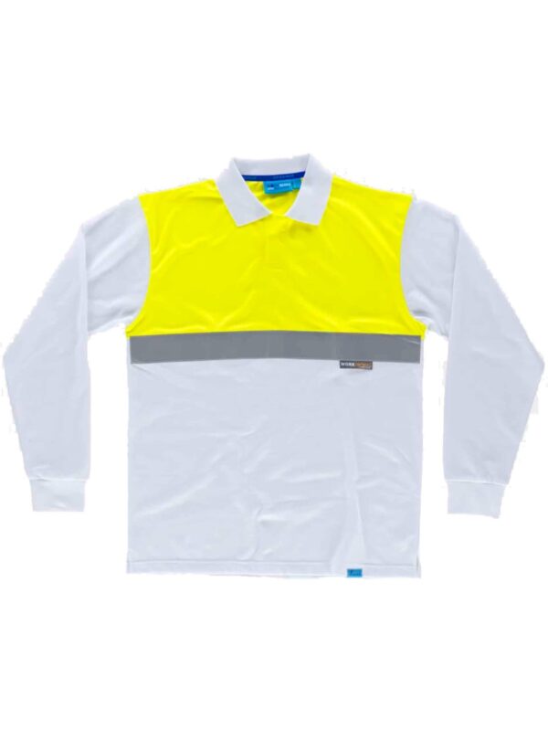 Workteam Polo Trabajo ANTIBACTERIANO, Alta Visibilidad, de Manga Larga, cierre de Velcro, Algodón. Ideal Alimentación, Laboratorio, Sanidad, etc. Unisex - Imagen 2