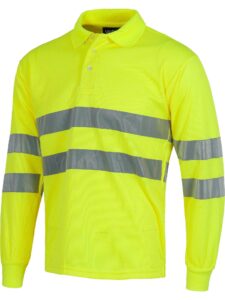 WorkTeam Polo Manga Larga Alta Visibilidad con Dos Cintas Reflectantes. EN ISO 20471:2013 Hombre