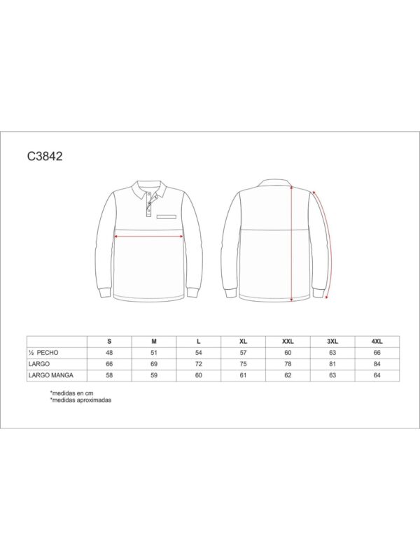 WorkTeam Polo Manga Larga ALTA VISIBILIDAD, con Canesú Combinado, un Bolso de Pecho, 100% Algodón. Hombre