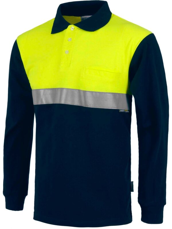 WorkTeam Polo Manga Larga con Canesú Combinado, un Bolso de Pecho. Una Cinta Reflectante, 100% ALGODÓN. Hombre - Imagen 2