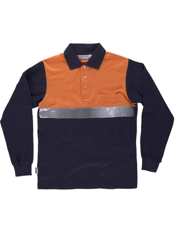 WorkTeam Polo Manga Larga con Canesú Combinado, un Bolso de Pecho. Una Cinta Reflectante, 100% ALGODÓN. Hombre