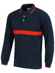WorkTeam Polo Manga Larga con una Franja a Contraste, 100% Algodón. Hombre