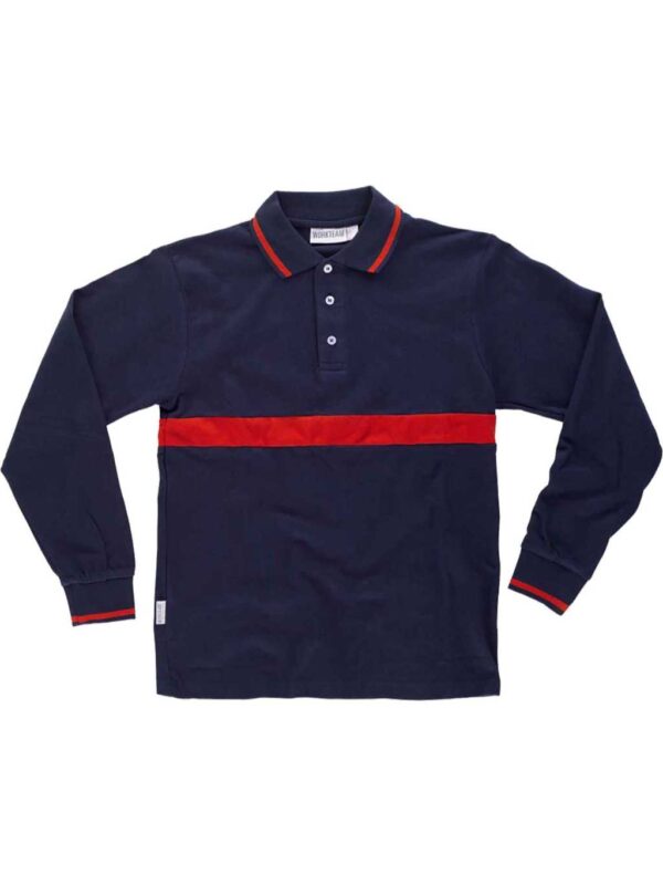 WorkTeam Polo Manga Larga con una Franja a Contraste, 100% Algodón. Hombre - Imagen 4