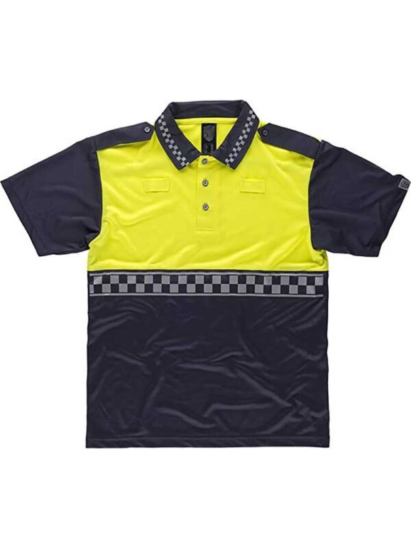 Work Team Polo Policía Manga Corta Combinado, con Cinta Reflectante termosellada y charreteras en Hombros. Hombre - Imagen 3