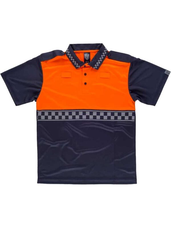 Work Team Polo Policía Manga Corta Combinado, con Cinta Reflectante termosellada y charreteras en Hombros. Hombre - Imagen 2