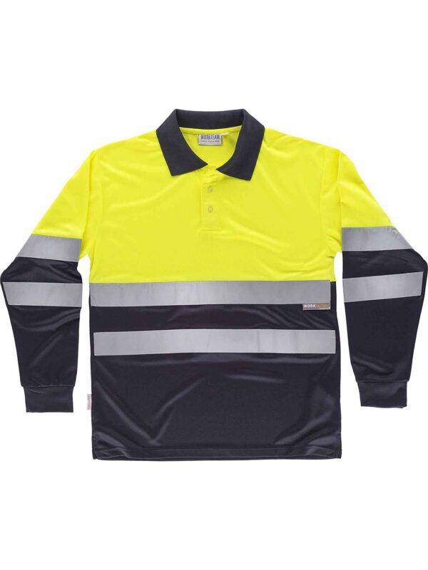 WorkTeam Polo combinado ALTA VISIBILIDAD manga larga, cintas reflectantes torso y mangas. EN ISO 20471:2013 HOMBRE