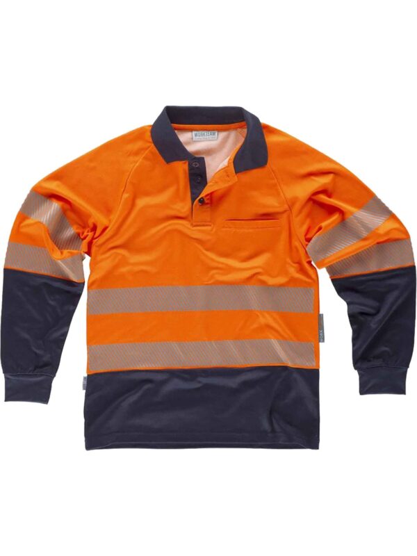 WorkTeam Polo Trabajo Combinado de Manga Larga de ALTA VISIBILIDAD en Micropiqué de Poliéster con Interior de Algodón, Cintas Reflectantes Segmentadas. Unisex - Imagen 2