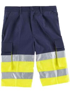 WorkTeam Pantalón Corto o Bermuda combinada, con dos cintas reflectantes. ALTA VISIBILIDAD EN ISO 20471. Clase 1  HOMBRE