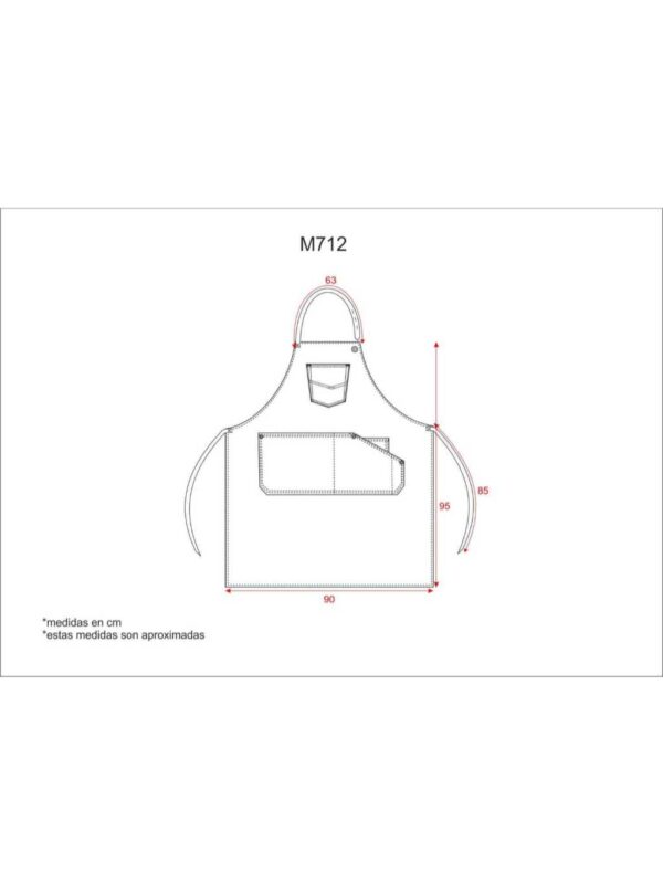 WorkTeam Delantal Peto en Tejido Canvas 90x95. Bolso en Pecho, Central y Bolsillo relojero Interior. Cinta de Tejido Vaquero Regulable. 100% Algodón. Hombre