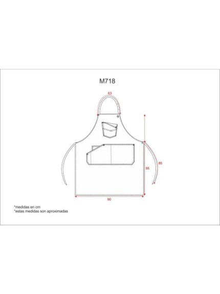 WorkTeam Delantal Peto Vaquero y Tejido Canvas 90x55. Bolso Pecho, Bolso Central y Bolsillo relojero Interior. Cinta Tejido Canvas Regulable en Cuello y Cintura. Hombre