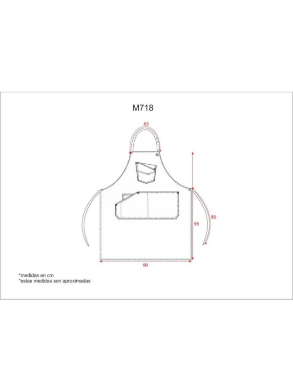 WorkTeam Delantal Peto Vaquero y Tejido Canvas 90x55. Bolso Pecho, Bolso Central y Bolsillo relojero Interior. Cinta Tejido Canvas Regulable en Cuello y Cintura. Hombre