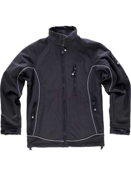 Workteam Chaqueta Softshell con cordón reflectante, Membrana Interior Transpirable y Aislante e Interior de Alta Capacidad termica. Hombre