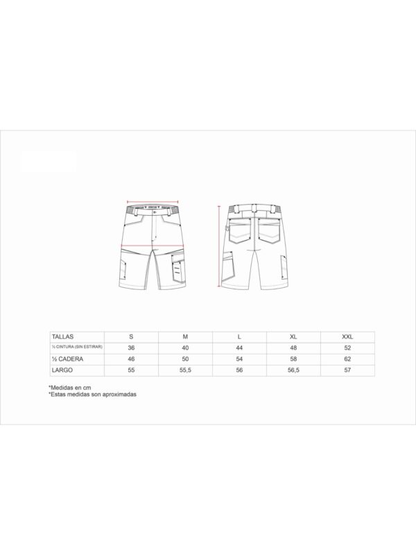 Workteam Pantalón Corto de Trabajo, Tejido Canvas (extremadamente resistente y duradero). Elástico en la cintura. Unisex