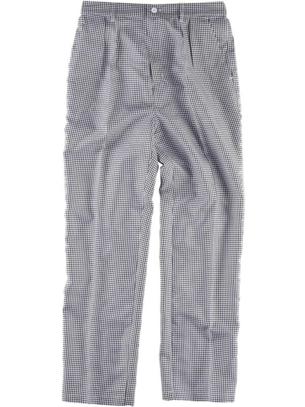 Work Team Pantalón de cocina pata de gallo, cintura elástica, bragueta y botón, para cocineros, Chefs, etc. Unisex