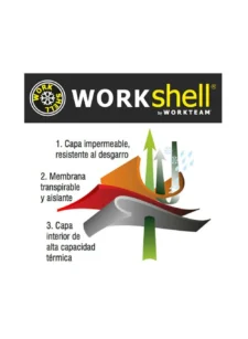 WorkTeam Chaqueta Workshell de ALTA VISIBILIDAD, Cintas Reflectantes, Capucha, Cortavientos, Impermeable, Membrana Interor Transpirable y Alta Capacidad Térmica. Unisex
