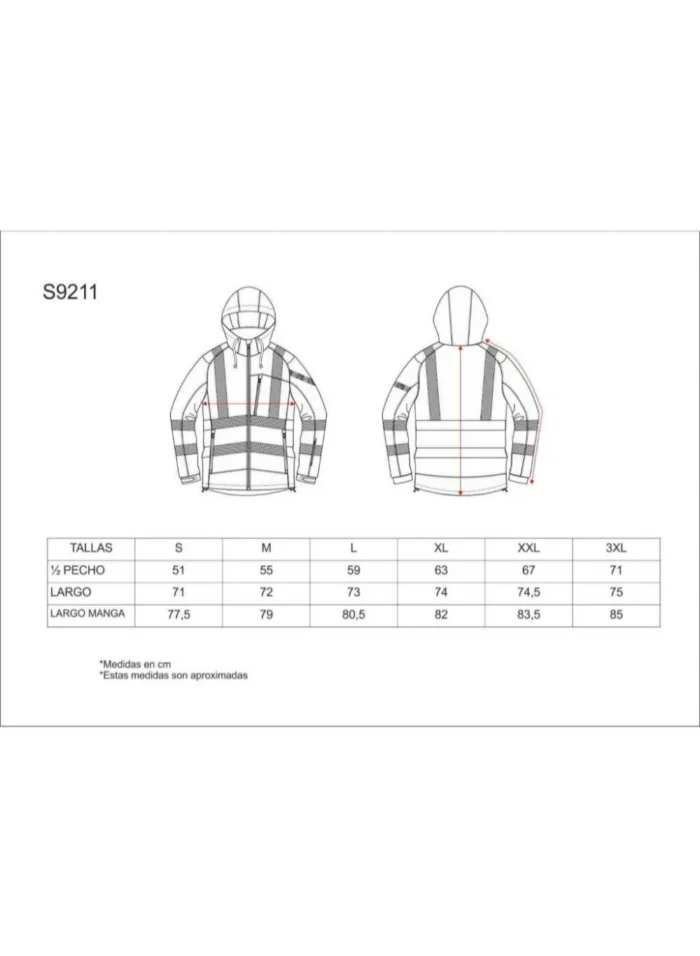 WorkTeam Chaqueta Workshell de ALTA VISIBILIDAD, Cintas Reflectantes, Capucha, Cortavientos, Impermeable, Membrana Interor Transpirable y Alta Capacidad Térmica. Unisex