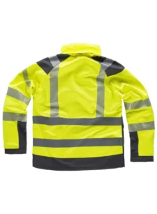 WorkTeam Chaqueta Workshell de ALTA VISIBILIDAD, Cintas Reflectantes, Capucha, Cortavientos, Impermeable, Membrana Interor Transpirable y Alta Capacidad Térmica. Unisex