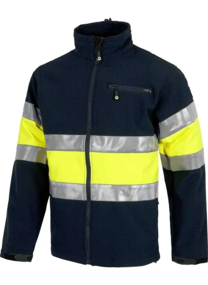 Work Team Cazadora Softshell Trabajo Alta Visibilidad con Cintas Reflectantes. Unisex