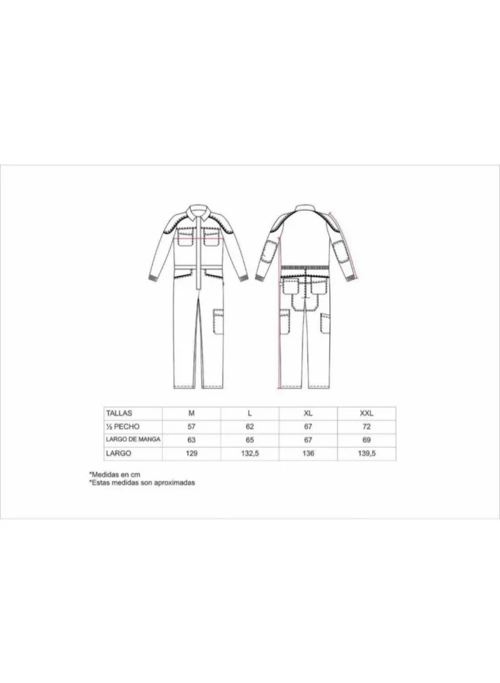 WorkTeam Buzo o Mono de Trabajo multibolsillos con refuerzo en culera. Hombre