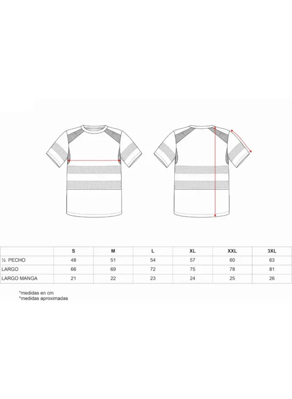WORKTEAM Camiseta Manga Corta Alta Visibilidad con interior de Algodón. Reflectantes segmentadas y rejilla. Unisex - Imagen 3