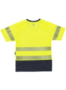 WORKTEAM Camiseta Manga Corta Alta Visibilidad con interior de Algodón. Reflectantes segmentadas y rejilla. Unisex - Imagen 2