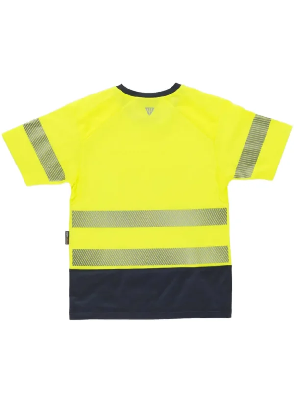 WORKTEAM Camiseta Manga Corta Alta Visibilidad con interior de Algodón. Reflectantes segmentadas y rejilla. Unisex - Imagen 2