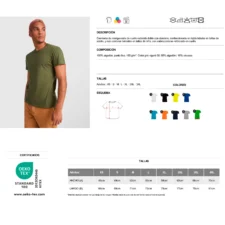 Roly Pack de 10 Camisetas Hombre Multicolor 100% Algodón 155g Manga Corta | Alta Calidad y Comodidad - Imagen 2