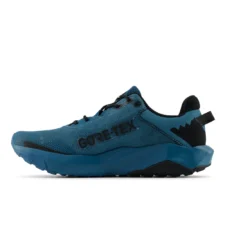 a blue and black running shoe