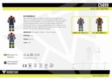 WORKTEAM Mono o Buzo Ignífugo combinado, Antiestático y Arco Eléctrico, Triple Costura, Visibilidad Realzada, Cintas Fluorescentes Amarillas y unisex - Imagen 7