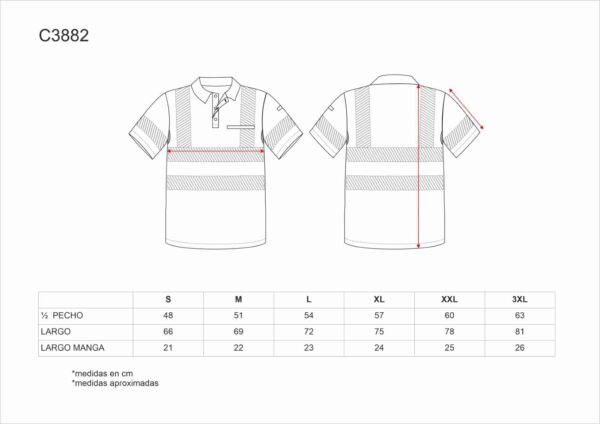 Polo hombre manga corta de Alta Visibilidad con Reflectante Segmentado y Bolsillos Funcionales: Flexibilidad y Visibilidad Superior - Imagen 3