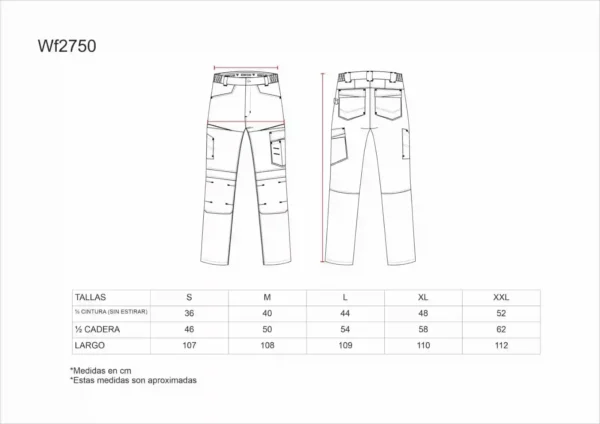 Workteam Pantalón de Trabajo, Tejido Canvas (extremadamente resistente y duradero). Elástico en la cintura. Unisex - Imagen 7